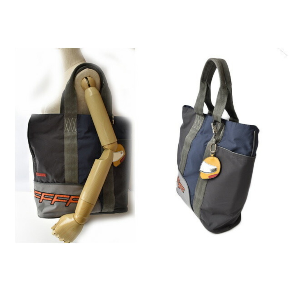 Prada Shoulder Bag Tote Nylon Patchwork Black Blue - image 4